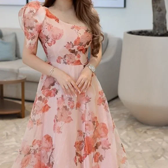 One Shoulder Knot Side Floral Dress - Picture 7 of 12